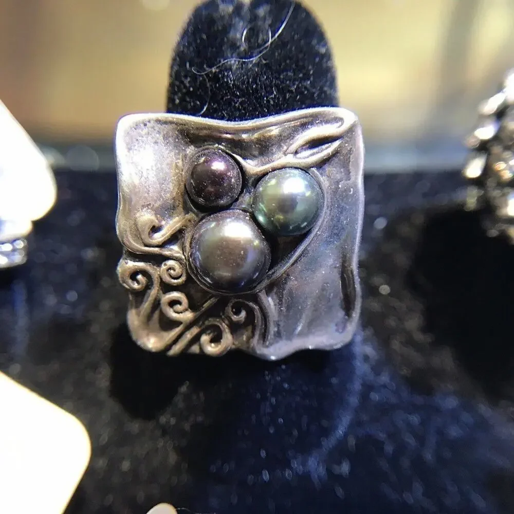 Robson Jewelers Ring Sz6.5 Silver/Pearls 925 NWT (All Stones Simulated)